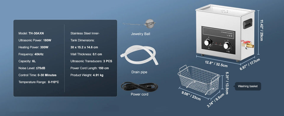 SucceBuy 2/3/6/10/15/30L Ultrasonic Cleaner with Heater Timer for Lab Tools Metal Parts Carburetor Brass Auto Parts Engine Parts