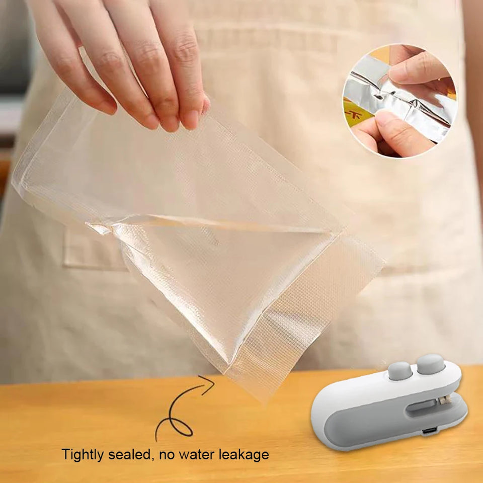 Mini Sealing Machine Plastic Bags Sealer Food Packaging Machine Portable Heat Bag Sealer Rechargeable Food Bag Thermal Sealer