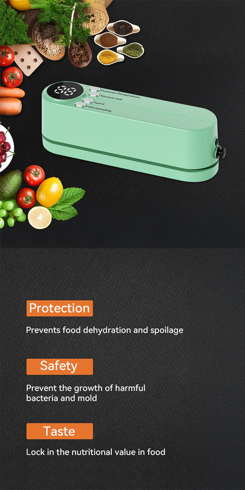 Simple operation Vacuum Sealer Machine Bag Rolls Food Sealer Compact Food Preservation System with Vacuum Bags