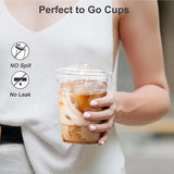16oz Clear Plastic Cup with  Lid,20Sets Disposable Coffee Cup,Disposable Cups,Disposable Tableware for Party &TakeawayDrink,