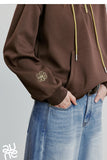 TOYOUTH Women Hoodies Sweatshirt 2025 Autumn New Contrasting Color Embroidery Splicing Hooded Pullover Tops