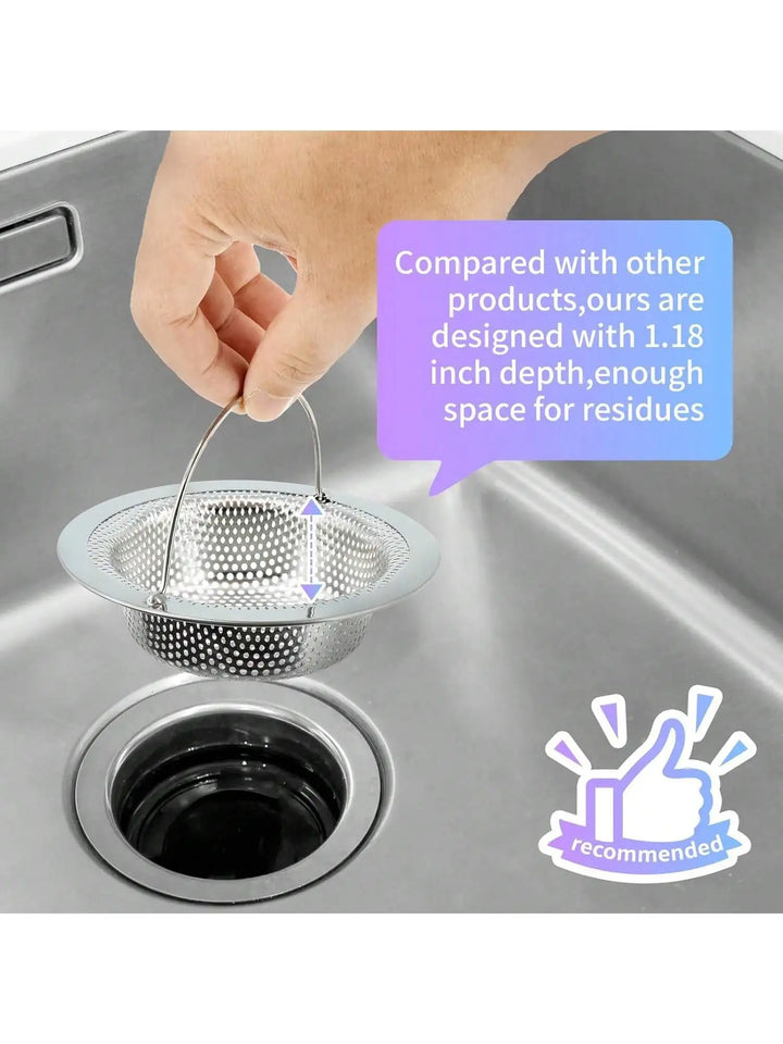 2 Pcs Stainless Steel Sink Strainer, Clog Prevention Filter, for Kitchen Bathroom Drain, Easy to Clean