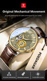 POEDAGAR Fashion Business Men Watch Waterproof Luminous Hollow Tourbillon Male Clock Automatic Mechanical Leather Men's Watches