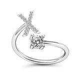 LATS Zircon Initial A-Z Letter Rings for Women Girl Adjustable Opening Ring Name Alphabet Female Wedding Fashion Jewelry Gift