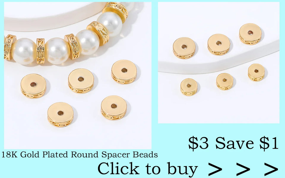 18k Gold Plated Spacer Beads For Bracelet Making,Separators For Beads,Jewelry Fittings,DIY Jewellery Making Supplies Wholesale