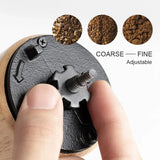 Wooden Manual Coffee Grinder Bean Conical Burr Coffee Mill for Espresso Fine Coarse Adjustable Portable for Travel Home Office
