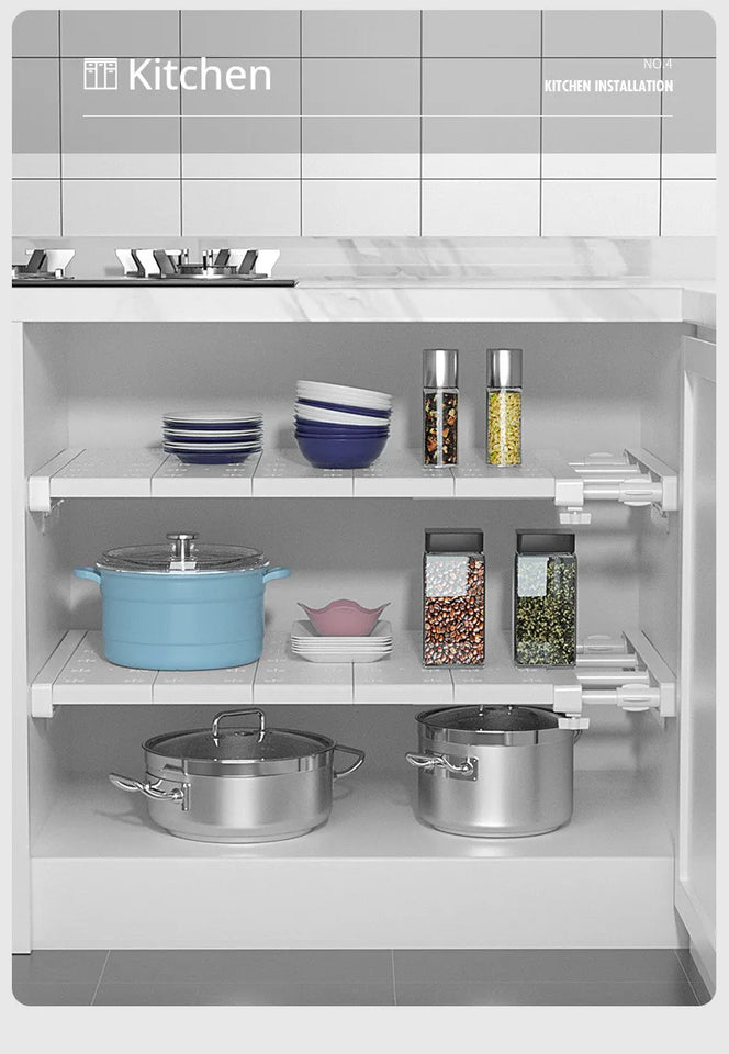 Adjustable Closet Shelf Organizer, Extendable Storage Rack with Divider, Space Saving Shelf for Home Dormitory Wardrobe Cabinet