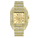 Unique Cool Brand Designer Watches For Men Hip Hop Diamond Fashion Alloy Band Date Golden Quartz Watch Montres de Marque de Luxe