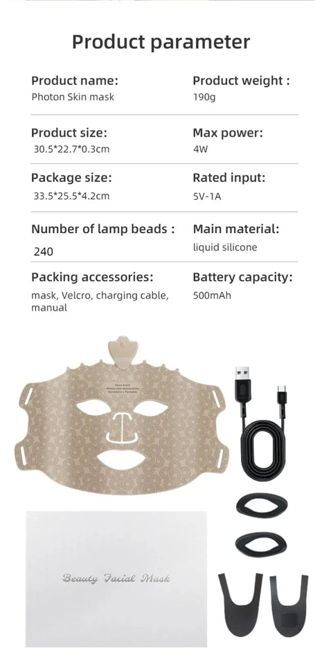 4 Colors Silicone LED Face Mask LED Red Light Photon Infrared Therapy Flexible Facial Mask Repair Skin Brighten Skin Tone