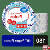 Everyday Disposable Paper Plates 10 Inch 150 Count Strong Soak Proof Microwave Safe Round Plates Ideal Parties and Gatherings