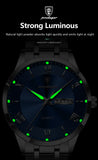 POEDAGAR Luxury Man Clock Waterproof Luminous Week Date Fashion Men's Wristwatch Stainless Steel Business Quartz Watches For Men