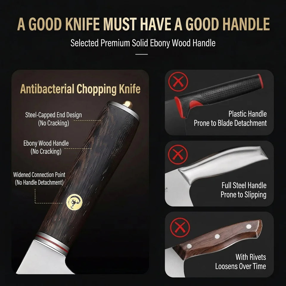 Yangjiang 9Cr18 Stainless Steel Cleaver, 2-in-1 Household & Commercial Knife for Slicing Meat & Chopping Bones C2612