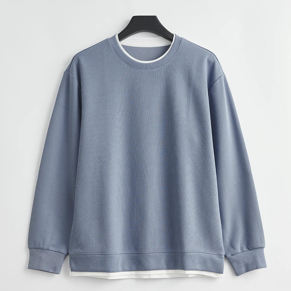 Men's Long Sleeve Casual Hoodie Loose Fit Round Neck White Top For Spring Autumn Versatile Sweatshirt Trendy Brand Men's Wear