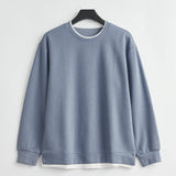 Men's Long Sleeve Casual Hoodie Loose Fit Round Neck White Top For Spring Autumn Versatile Sweatshirt Trendy Brand Men's Wear