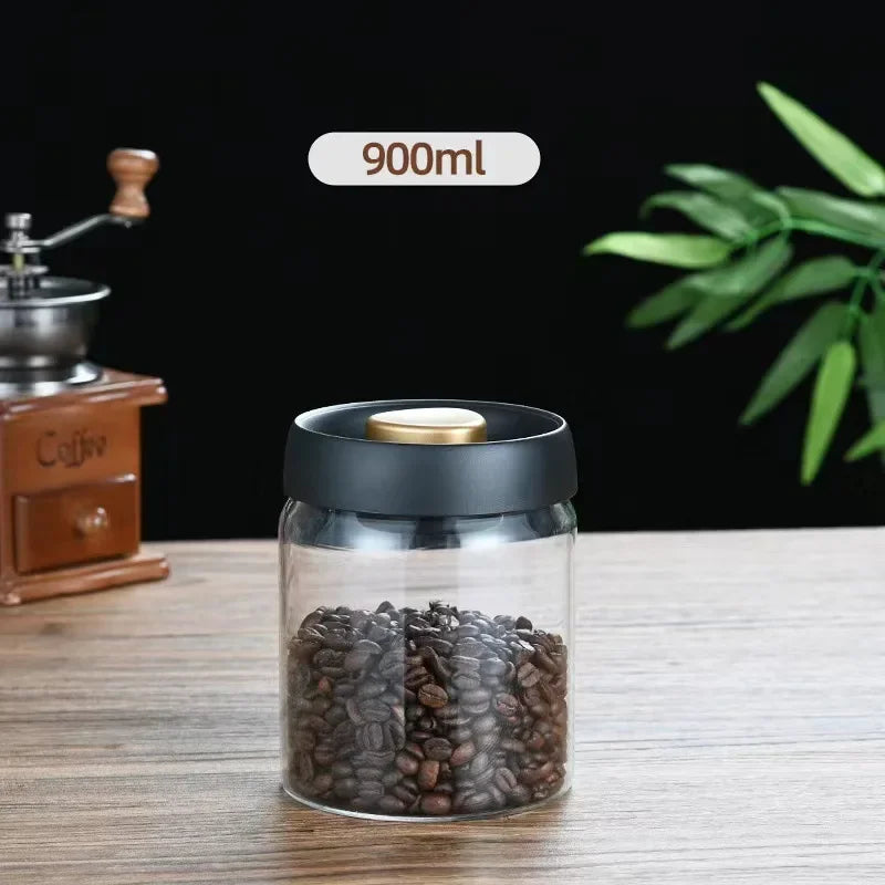 Coffee Can Manual Vacuum Moisture-proof Storage Jar Kitchen High Borosilicate Glass Tea Jar Coffee Bean Storage Sealed Jar