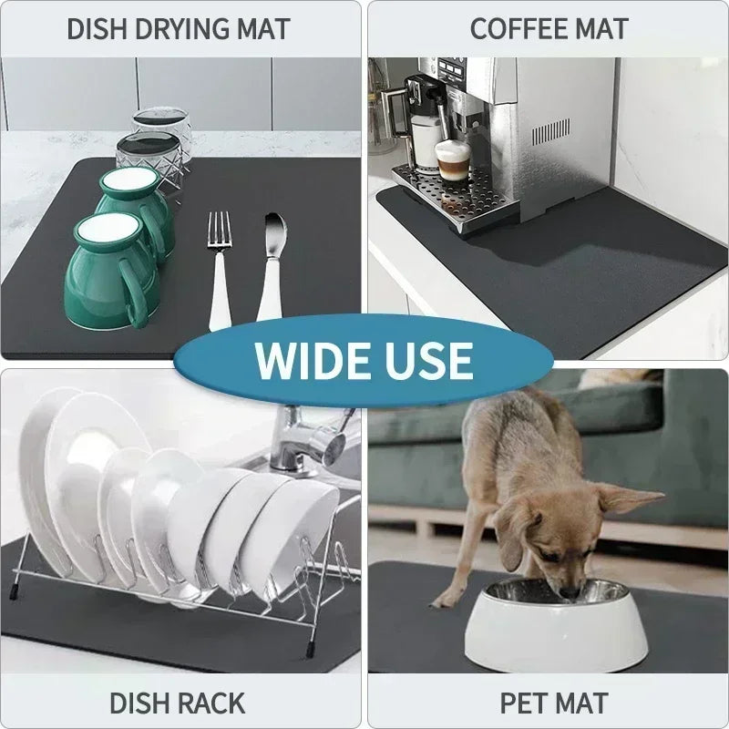 Coffee Bar Drying Mat Fashion Kitchen Decor Non-Slip Heat Resistant Countertop Mat Daily Trendy Countertop Decor Mat