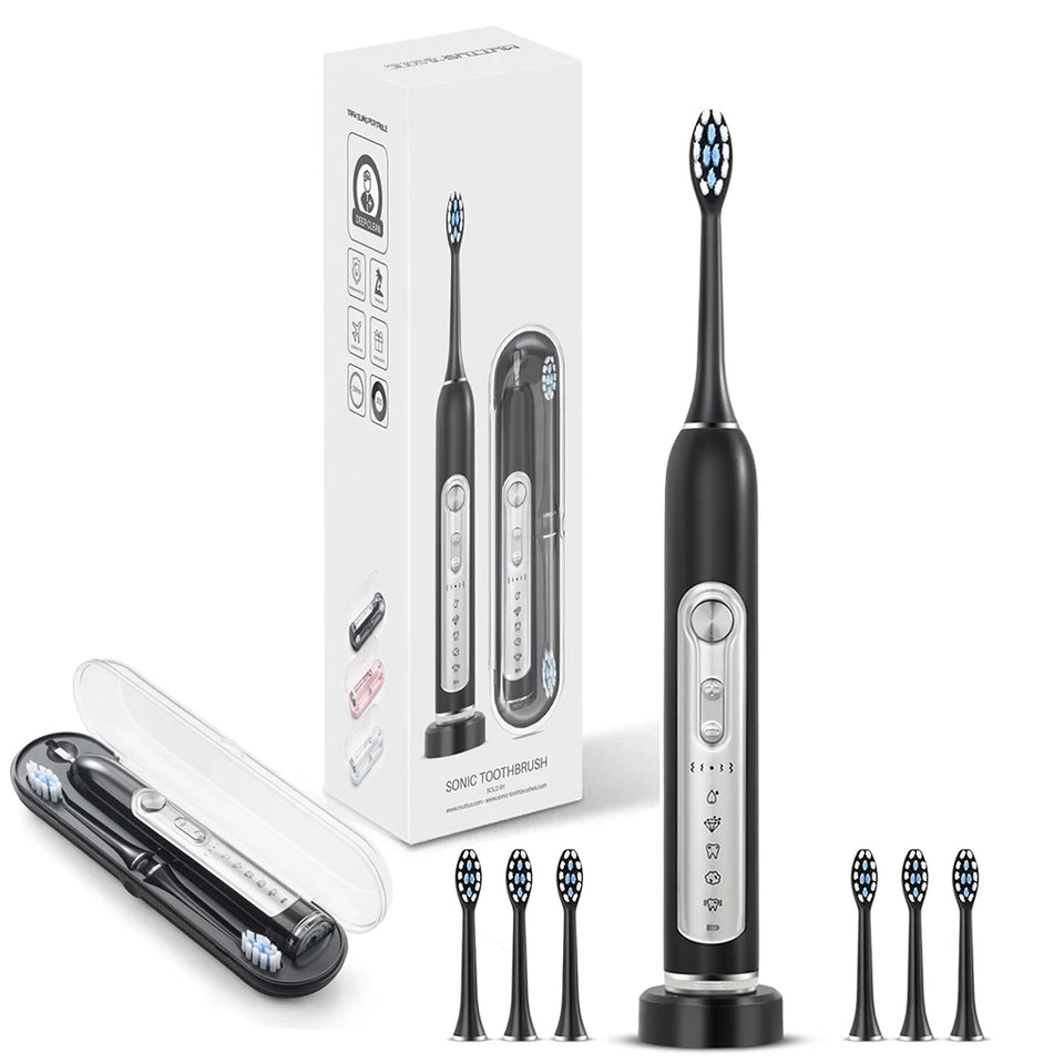 SUBORT S7 Super Sonic Electric Toothbrushes for Adult Kid Smart Timer Whitening Toothbrush IPX7 Waterproof Replaceable Heads Set