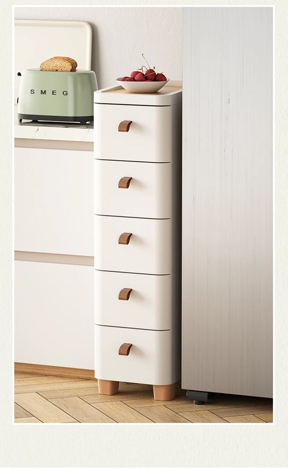 Narrow Space Storage Cabinet Drawer Style Kitchen Bathroom Multi-layer Organizer Shelf Wall Mounted Rectangular Plastic Storage