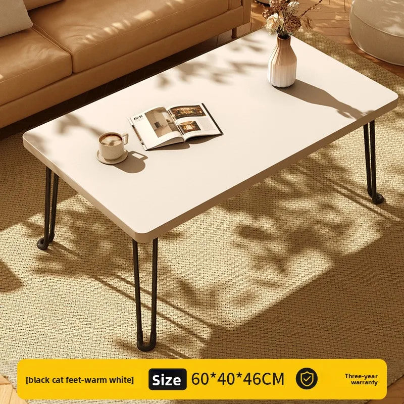 Modern Simple Foldable Dining Table Home Living Room Portable Rectangular Study Table for Small Apartment Bedroom Balcony