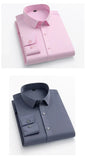 55-105KG Men's long sleeved elastic shirt, non ironing business dress, professional work attire, stand up collar shirt