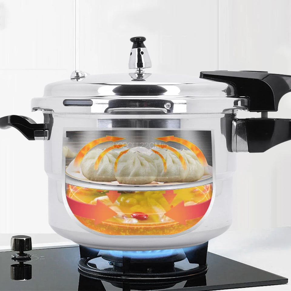 Aluminum Pressure Cooker with Steaming Plate Pressure Cooker Household Stovetop Pressure Canner for Gas and Induction Stoves
