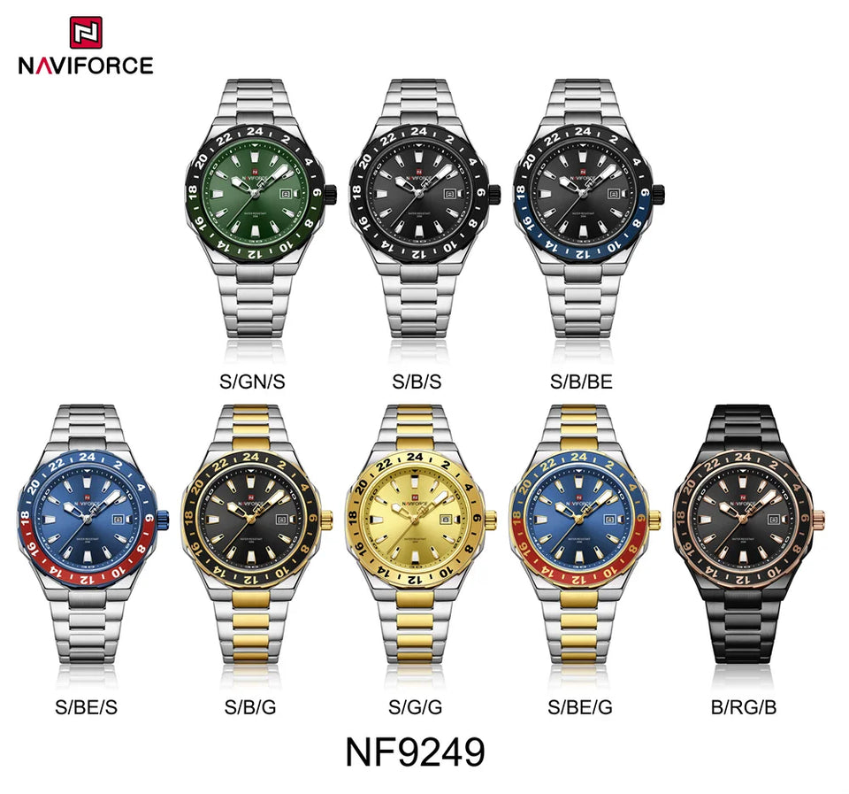 Naviforce 9249 High Quality Sports Casual Mens Watch Business Stainless Steel Quartz Wristwatches Male Clock Reloj Hombre
