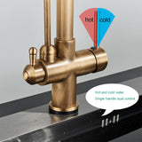 Antique Kitchen Sink Pure Faucet Pull Out Spout Hot Cold Mixer Taps Deck Mount Hot Cold Mixer Taps Purification Kitchen Crane