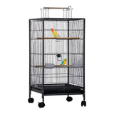 101cm Large Bird Cage Play Open Top Budgie Cage with Rolling Stand Slide-Out Tray Water Bottle Feeder, Indoor Outdoor Cage