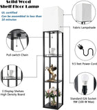 Floor Lamp with Shelves Modern Standing Shelf Lamp with 3 Color Temperature LED Bulb White Shade for Living Room Bedroom Office