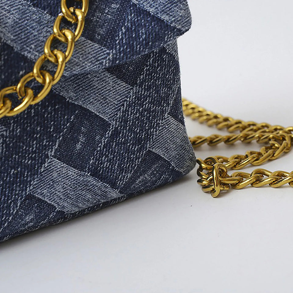 Women's K-G Shoulder Bag For High Quality Braided Denim Chain Crossbody Bag Designer Luxury Handbag Brand Ladies Bag