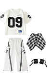 Boys Hip Hop Mesh T-shirt Cargo Pants Girls K-pop Street Dance Sweatshirt Costumes Child Clothes Sets Kids Teens Jazz Streetwear