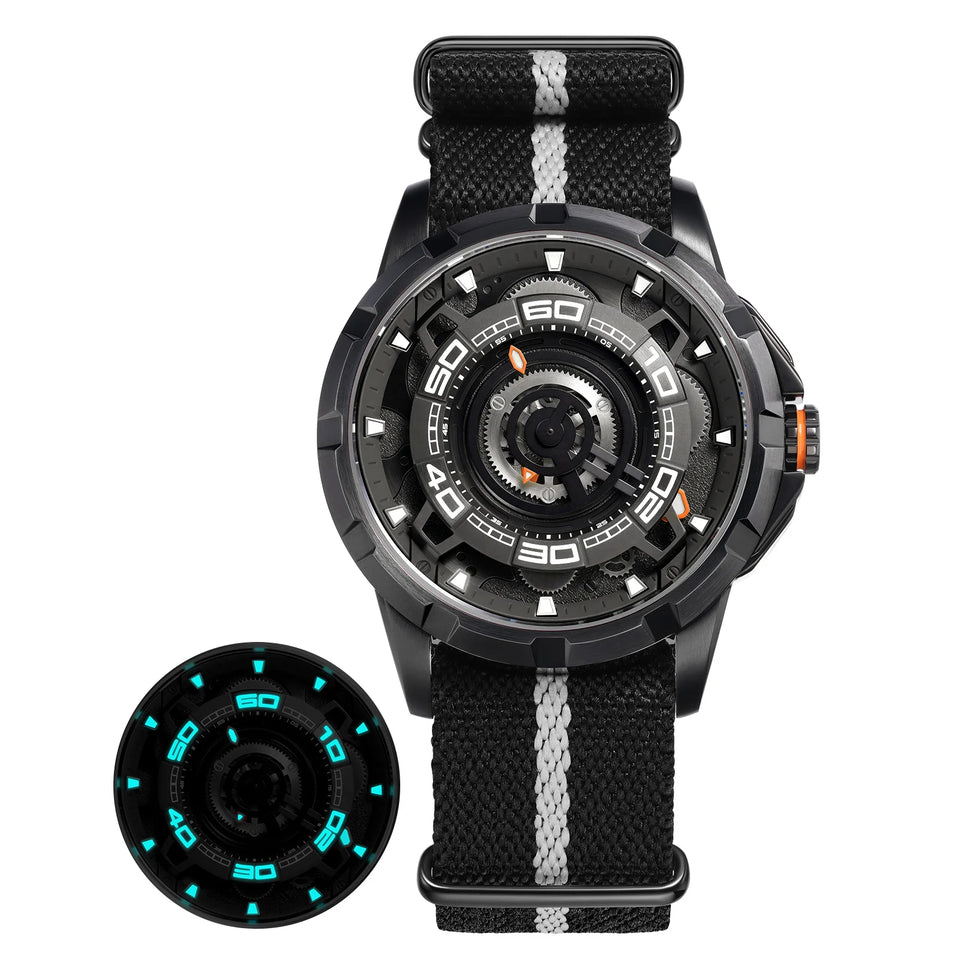 BERNY Automatic Men's Skeleton Watch 5ATM Luminous Sapphire Exhibition 3D Dial 316L Steel MIYOTA 82S0 Mechanical Watches for Men