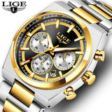 LIGE Top Luxury Man Quartz Watch Waterproof Luminous Date Chronograph Watches For Men Stainless Steel Fashion Men's Watch Reloj