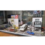 Diorama 1/64 Car Parking Lot with LED Lighting Japanese Commercial Building Model Scene Garage Display Model US
