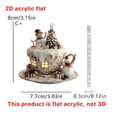 2D Acrylic Christmas Tree Pendant Ornaments Coffee Cup House Shape Decorative For Car Mirror Hanging 2025 Xmas Naviadad Party