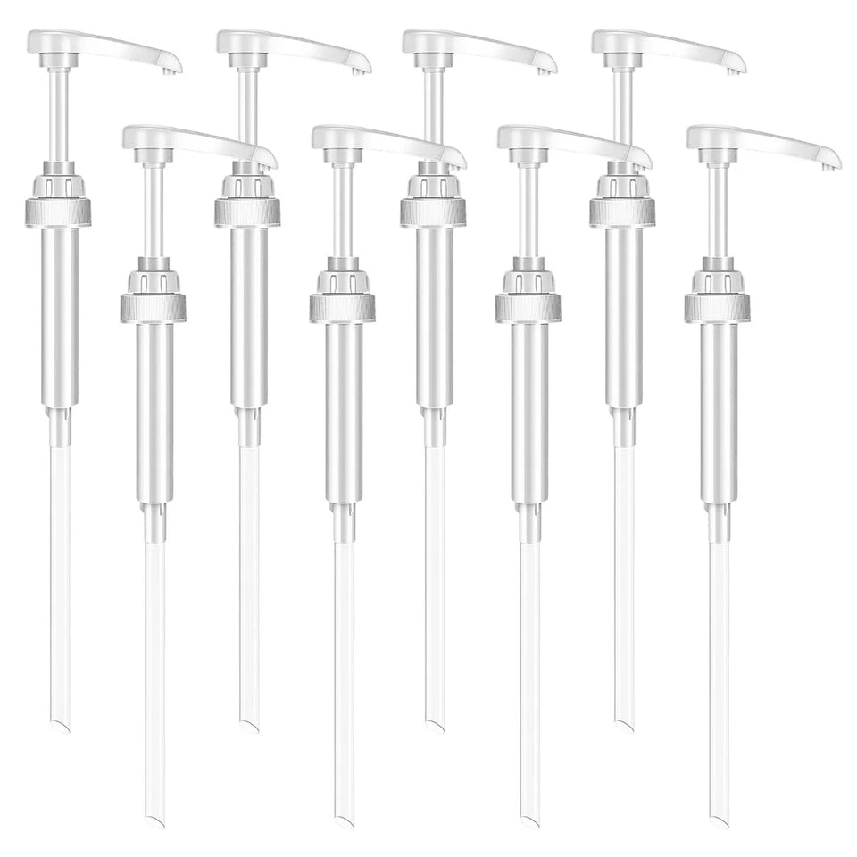 Coffee Syrup Pump Dispenser, 8 Pack of Syrup Pump for 750ml/25.4 oz Syrup Bottle, Gold Pumps for Coffee Syrup Bottle