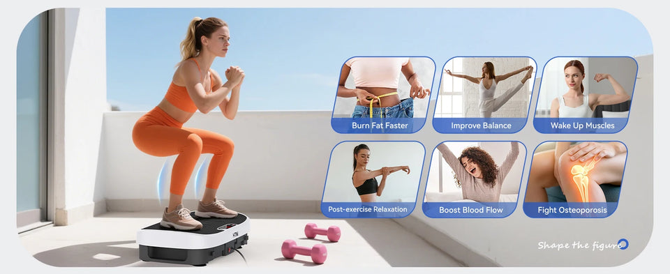 Vibration Plate Fitness Multi-Function Vibration Trainer 330lbs 120 Levels Whole Body Workout for Home Gym Muscle Relax Exercise