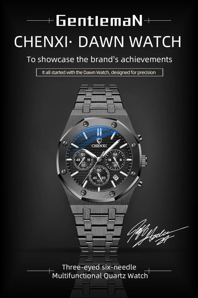 CHENXI Business Quartz Man Wristwatch Multi-function Luminous Calendar Men's Watches Waterproof Chronograph Stop Watch