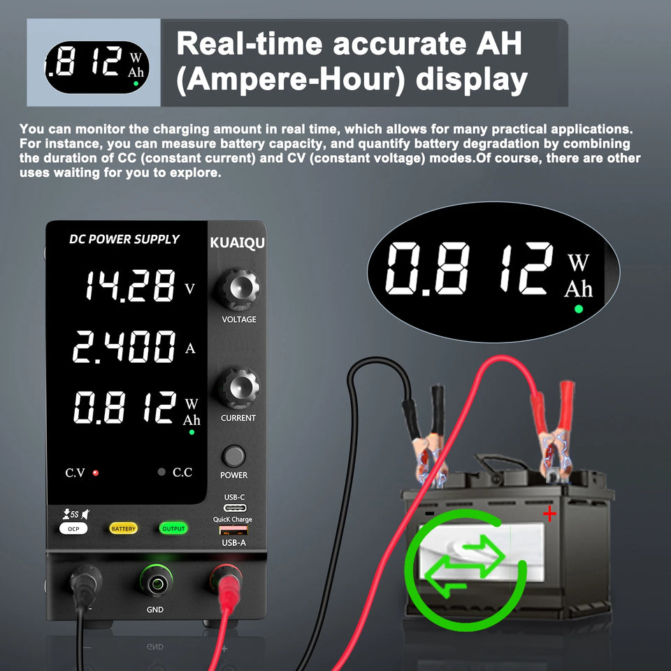 Adjustable DC Power Supply 30V 5A 10A,Bench Power Supply,24V 36V 48V 72V Battery Charging,Reverse Polarity Protection,Activate