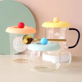 Cup Cover Non-toxic Silicone Round Universal Water Cup Lid Anti-dust Coffee Mug Sealed Cap With Spoon Holder Heat-Resistant Lid