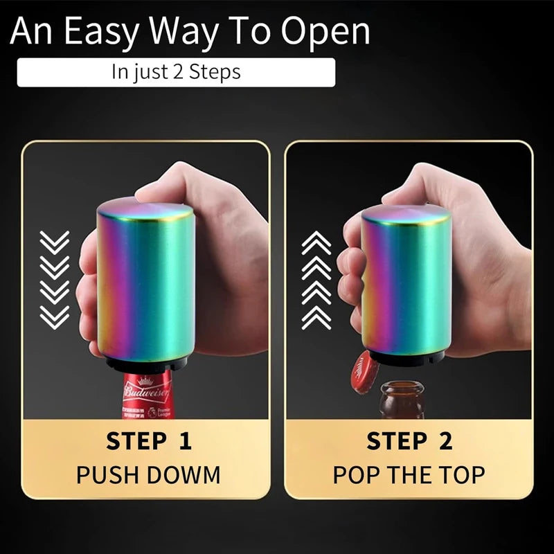 Automatic Beer Bottle Opener Stainless Steel Beer Opener Portable Push Down Wine Beer Cap Opener Kitchen Gadgets Party Gift