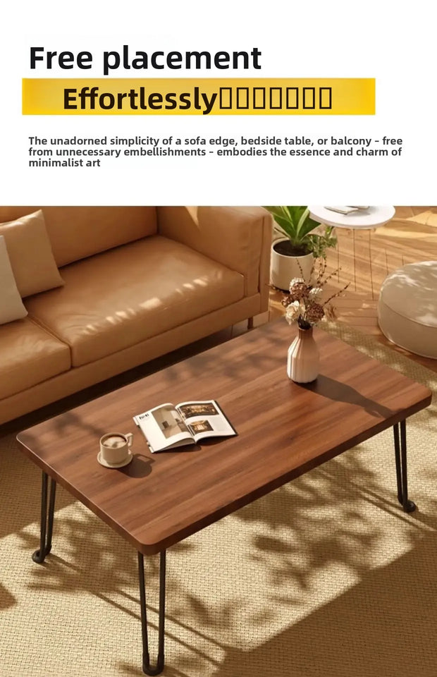 Modern Simple Foldable Dining Table Home Living Room Portable Rectangular Study Table for Small Apartment Bedroom Balcony
