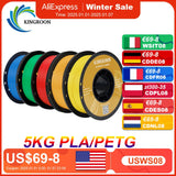 KINGROON 5KG PLA TPU PETG Filament Mix color 1.75mm 3D Printer Plastic No Bubble Spool 3D Printing Materials Wholesales