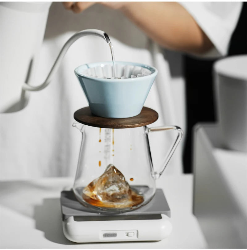 MHW-3BOMBER Meteor Dripper 1-2 Cups Pour Over Coffee Dripper With Wooden Base Ceramics Coffee Dripper For Manual Brew Barista