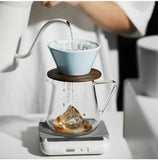 MHW-3BOMBER Meteor Dripper 1-2 Cups Pour Over Coffee Dripper With Wooden Base Ceramics Coffee Dripper For Manual Brew Barista