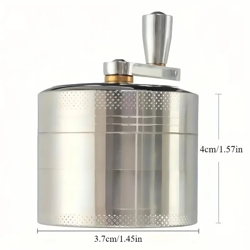 40mm Metal Grinder and Crusher: 4-Layer Hand Crank with Metal Handle - Suitable for Grinding Herbs, Spices, Cinnamon, Ginger