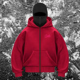 Men's Balaclava Zip Hoodie with Face Mask Winter Warm Zipper Sweatshirt Oversized Hooded Sports Jacket for Outdoor Activities