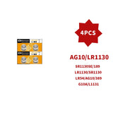 AG10 LR1130 1.55V Button Batteries (4-100PCS) - Alkaline Coin Cell for Watches,Calculators,Lasers, Toys - LR54 L1131 SR1130 389A