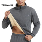 Men’s Quarter Zipper Fleece Sherpa Lined Sweatshirt Winter Warm Thick Fashion Pullover Tops Loungewear 8XL Plus Size