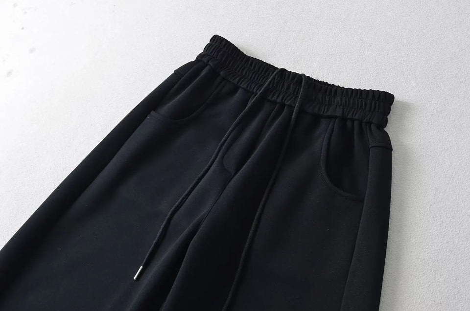 Street Sle High Waist Wide Leg Sport Pants Women's Casual Loose Straight Leg Trousers Coffee Color Trendy Spring Autumn